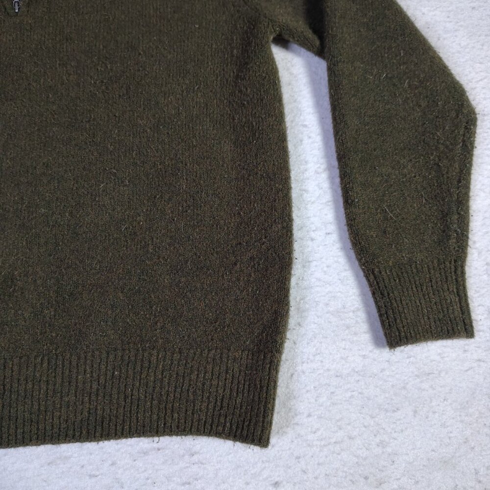 Uniqlo Sweater Mens Medium Green Wool Blend Heavyweight Knit 1/4 Zip Pullover - Picture 5 of 15